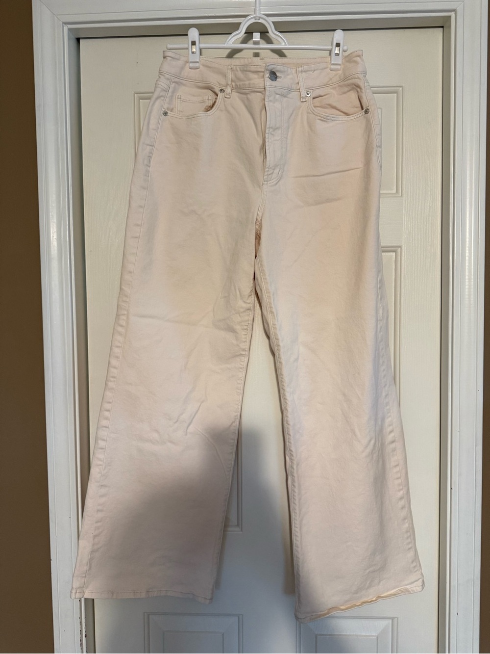 Loft Rivete Curvy Cream Wide-Leg Jeans